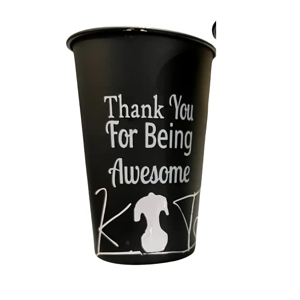 Black disposable paper cup